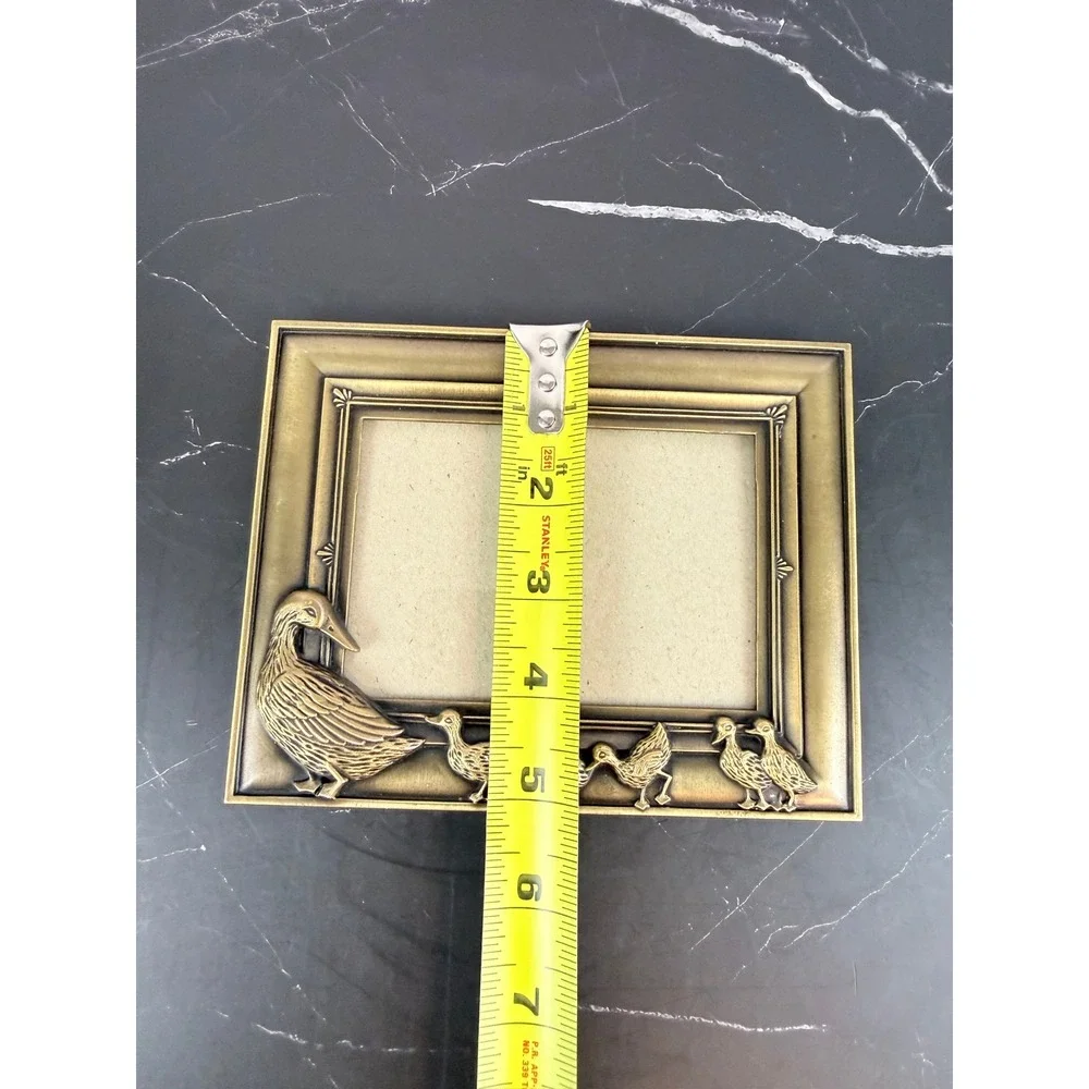 Vintage Brass Carr Brand Duck Duckling 3 1/2 X 5 Standing Photo Frame EUC!